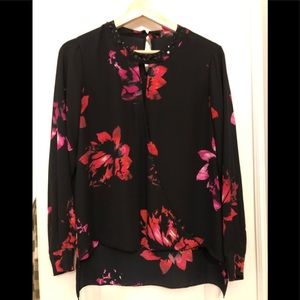 Vince Camuto floral blouse with beaded neckline